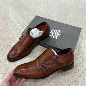 Stacey Adams Men's Karson Wingtip Do Monk Strap Loafers Cognac 7.5
